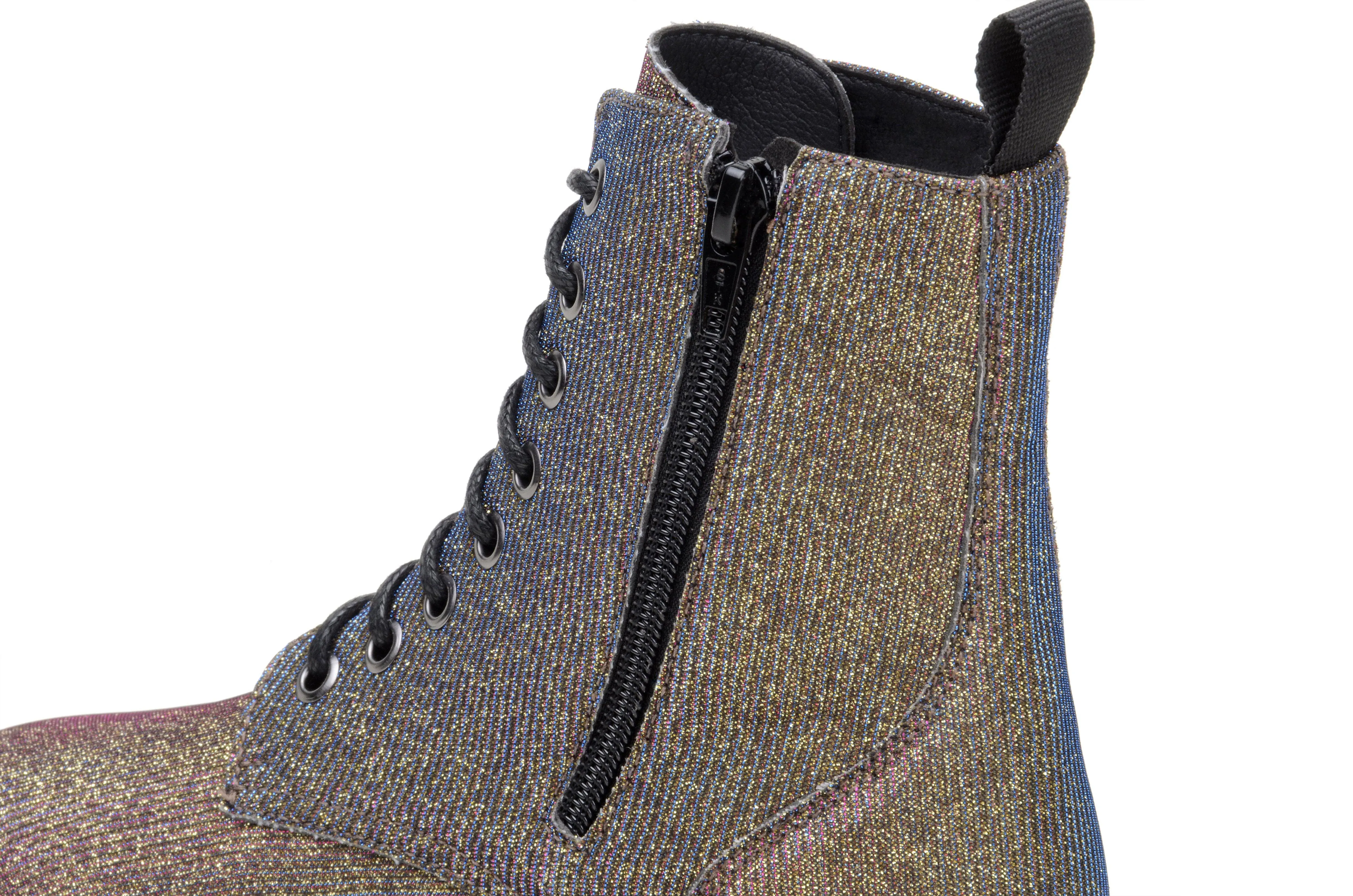 'Quinn' vegan-textile boot with stacked sole by Zette Shoes - multicolour Flex Groove Design