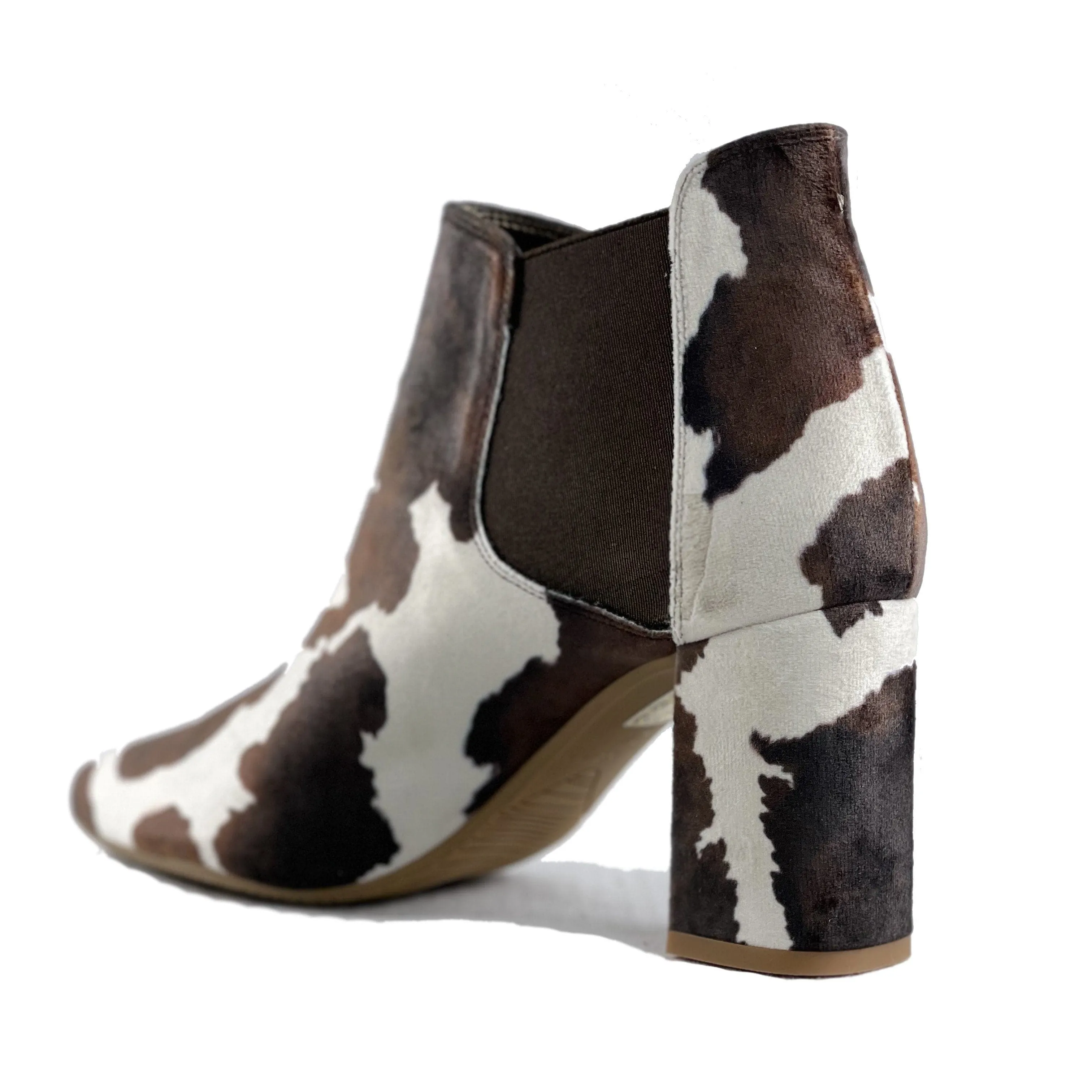 Thermal Core All Day Wear Breathable All Day Worker 'Rachel' vegan Chelsea bootie by Zette Shoes - velvet cow print
