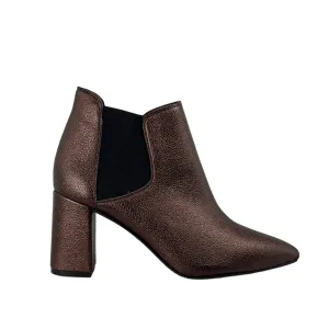 'Rachel' vegan-leather Chelsea bootie by Zette Shoes - bronze Compact Build