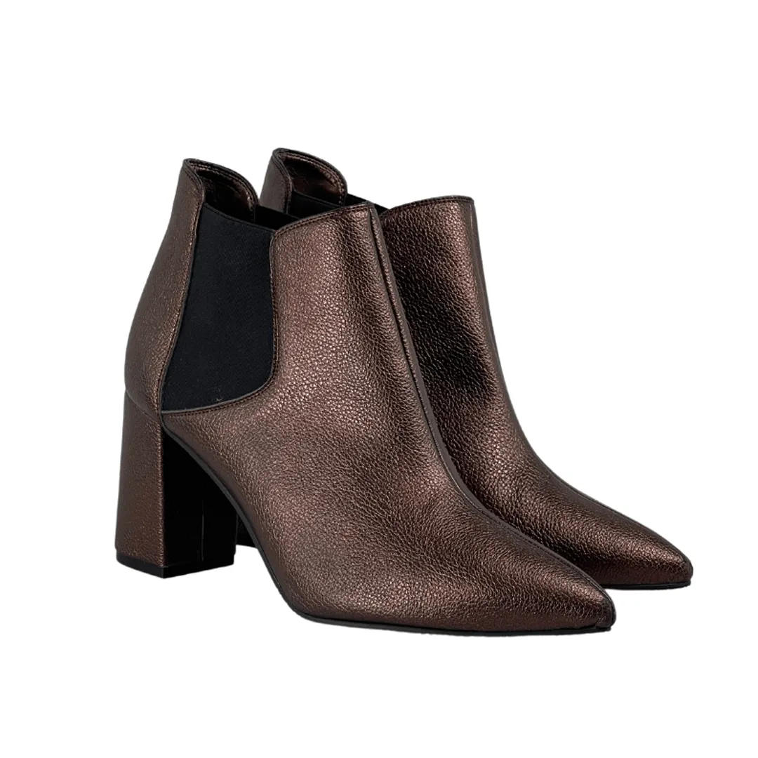 'Rachel' vegan-leather Chelsea bootie by Zette Shoes - bronze Padded Collar Structure Move Free