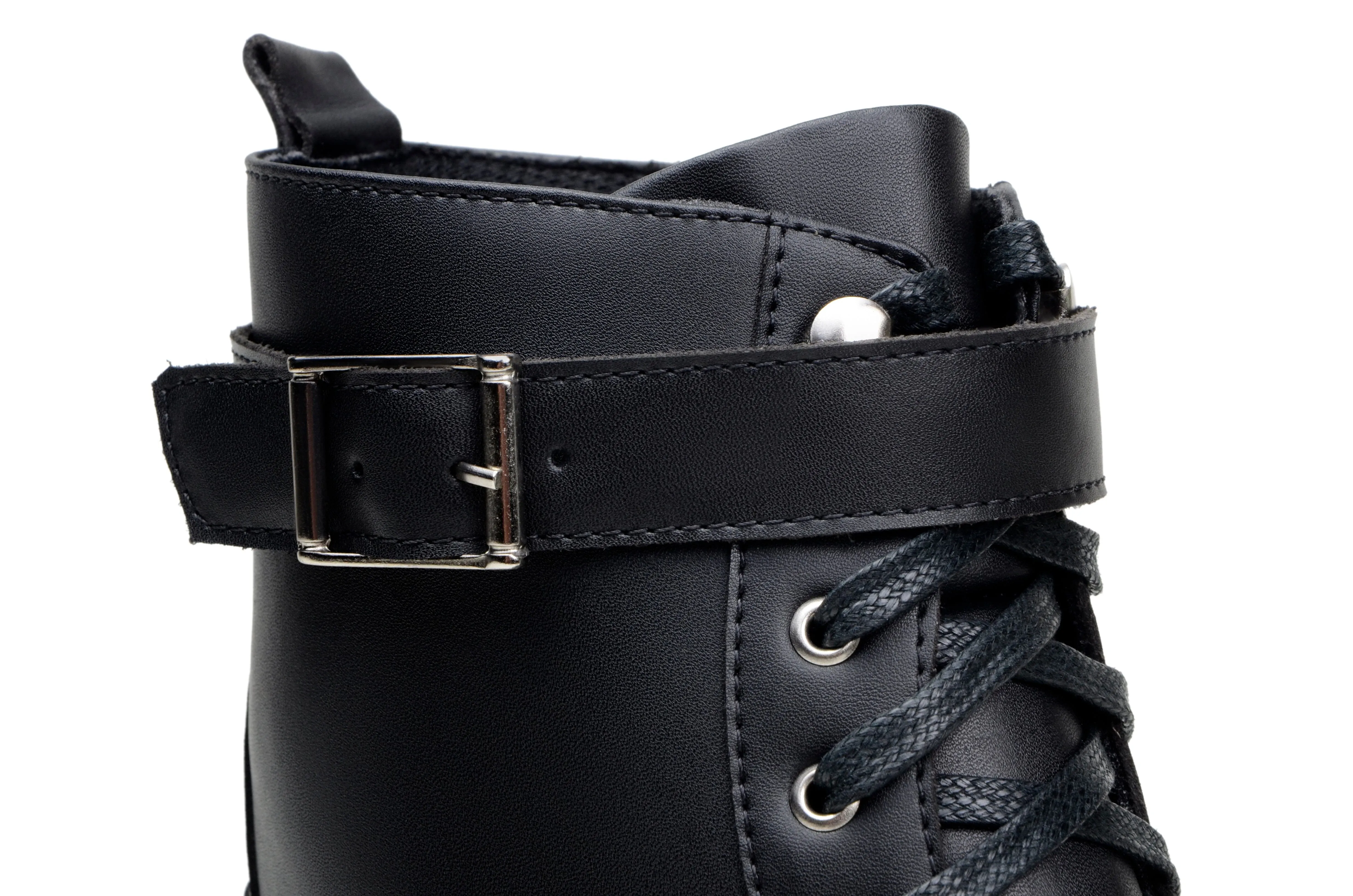 'Rafaela' women's chunky sole vegan lace-up ankle boots Zette Shoes - black Model Kid Fun