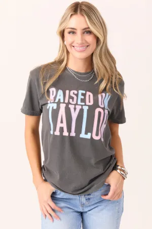 Raised On Taylor Dark Grey Graphic Tee Ergonomic Cut