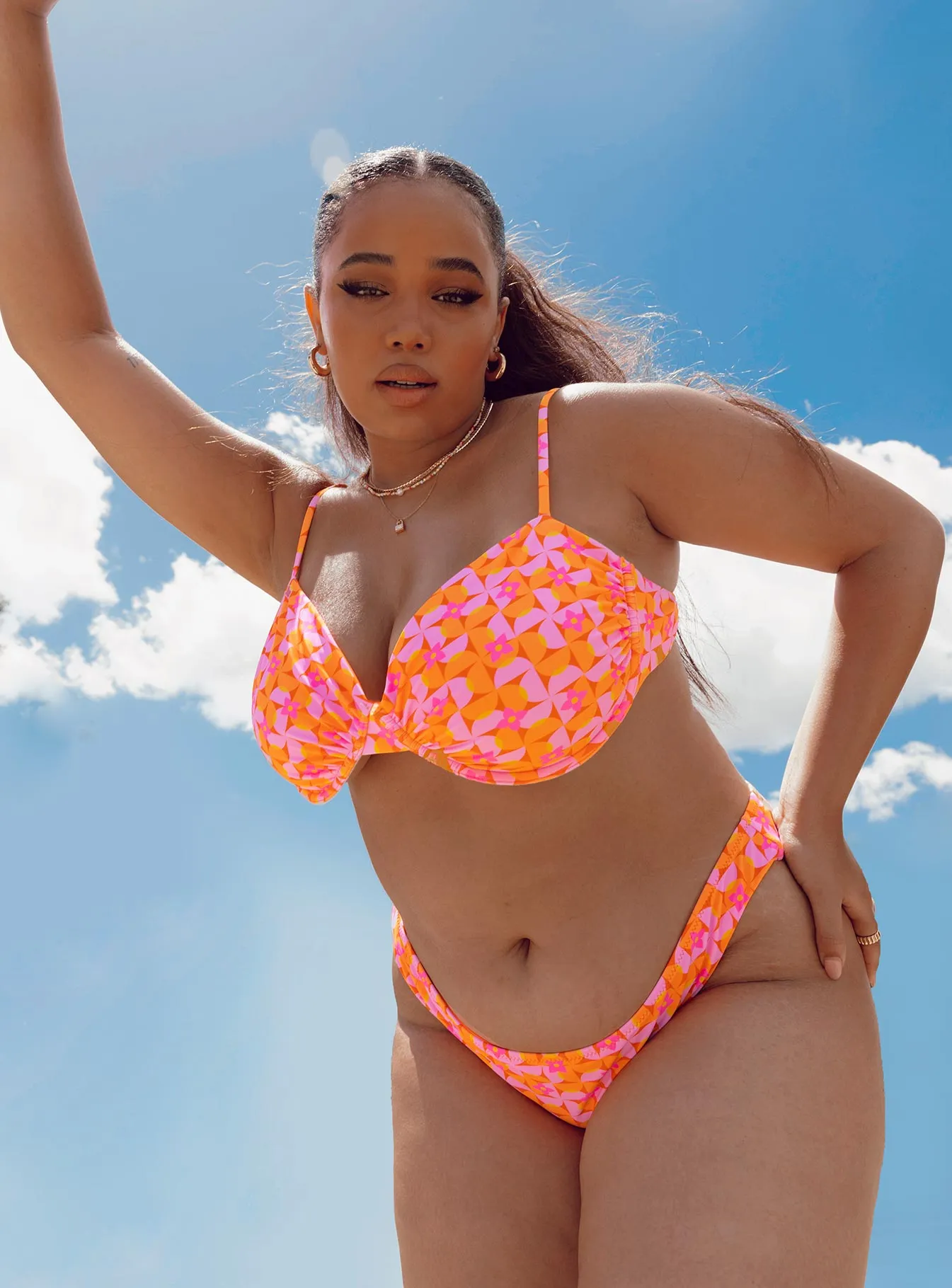 Durable Elasticity Ellie Bikini Top Orange / Pink Curve