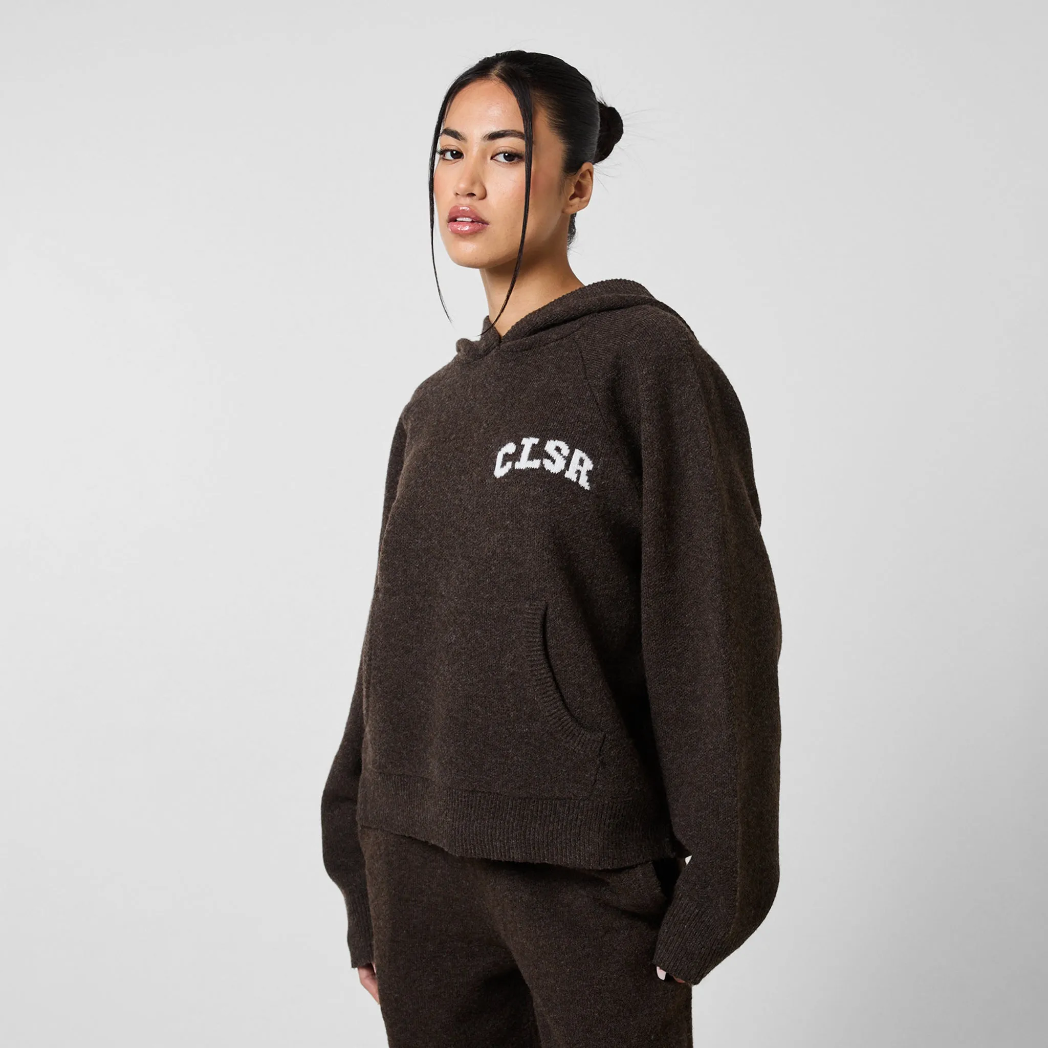 Night Out Knit CLSR Hoodie | Brown Marl