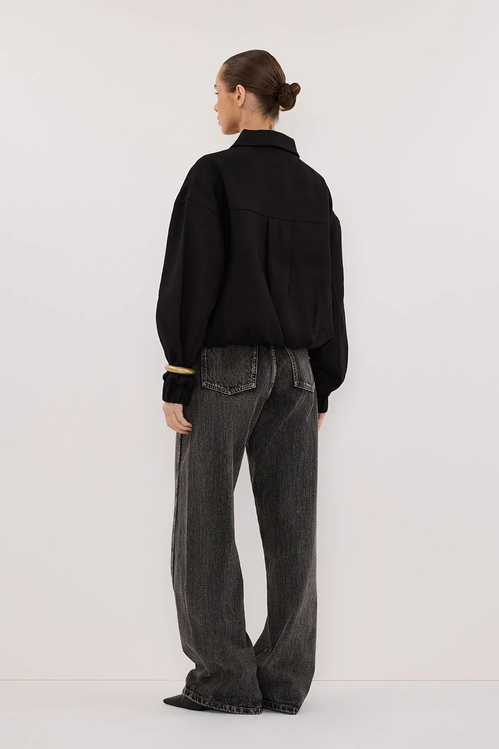 Easy Comfort FRANKIE BLACK TWEED BOMBER JACKET