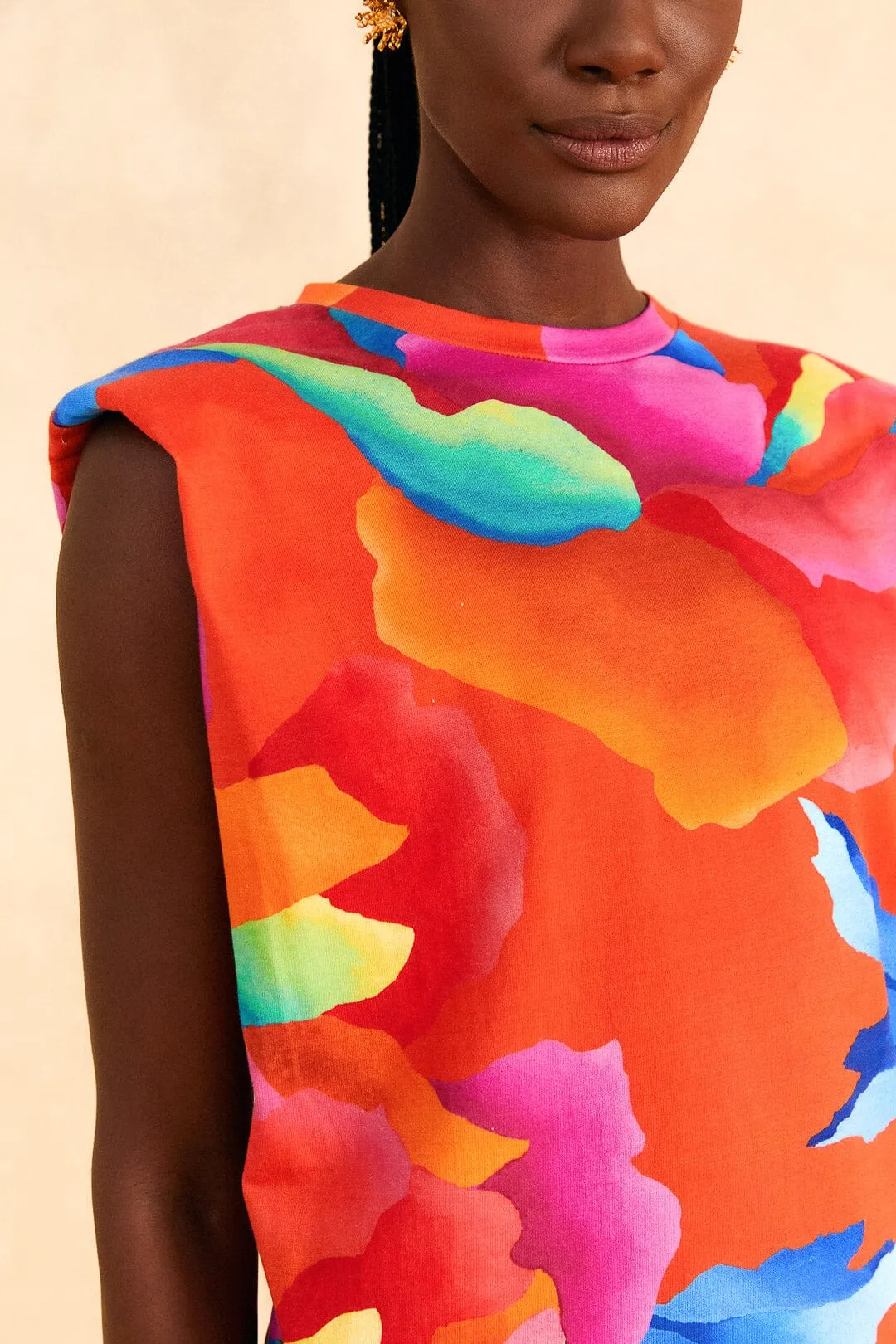 Cozy Waist Red Ombre Chita T-Shirt Dress