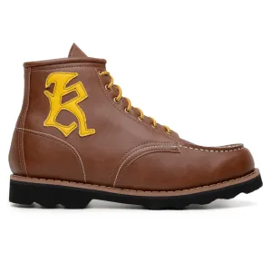 'Redwing' Vegan lace-up work boot by King55 - Cognac Rugged Built Urban Traveler Waterproof Outdoor Trek