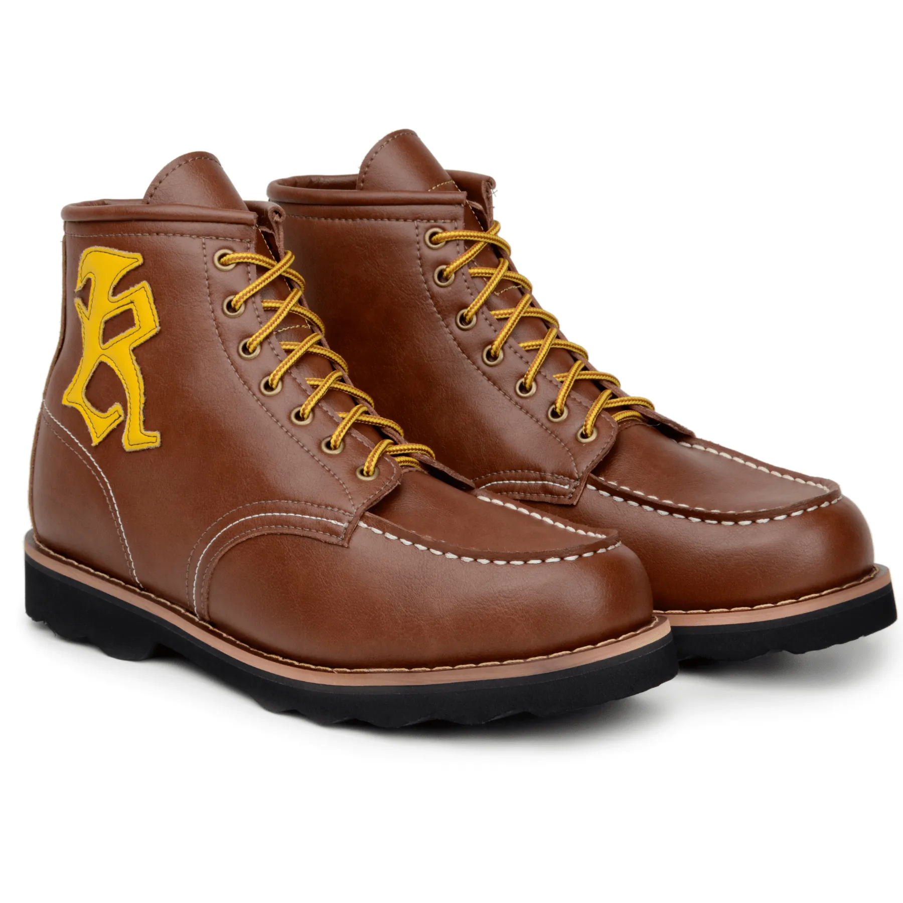 'Redwing' Vegan lace-up work boot by King55 - Cognac Anti Odor Weekend Camping Anti Odor Trail Exploration