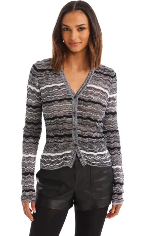 Colleen Cardigan in Black and White Reinforced Shoulder Seams