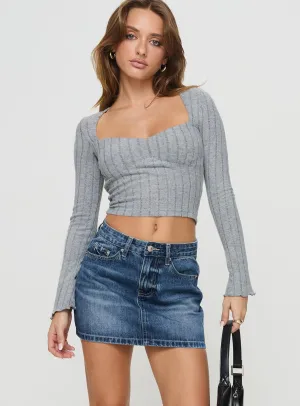 Arrte Mid Rise Denim Mini Skirt Mid Wash Chill Tones