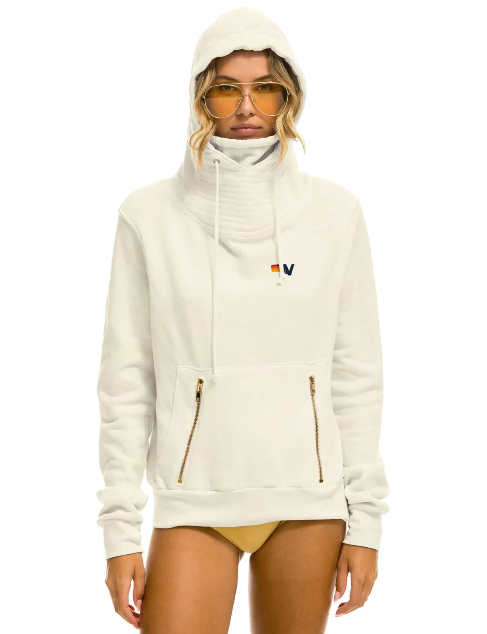 Ninja Pullover Hoodie, Vintage White fringe accents