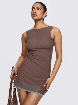 Ren Mini Dress Brown/ Blue Sleek Motion
