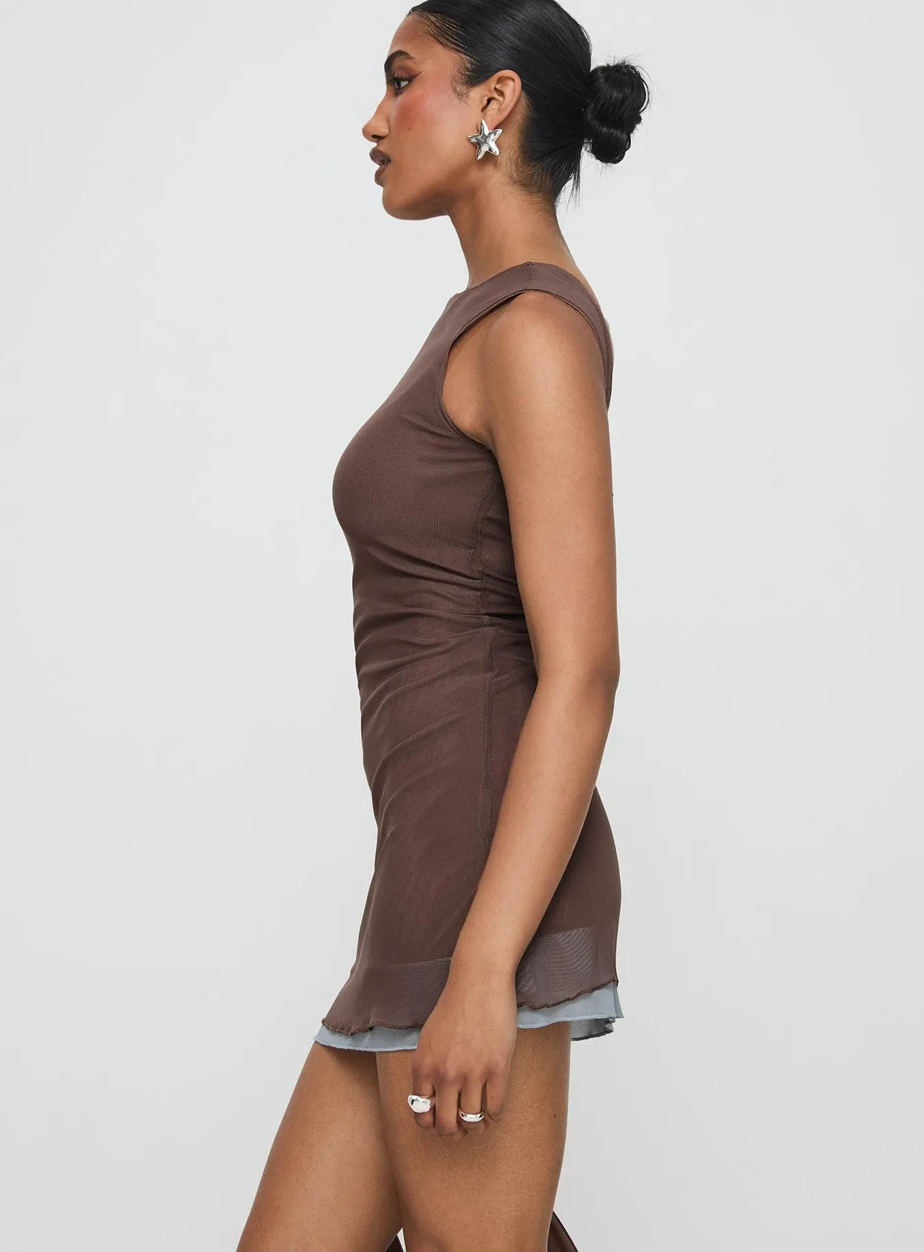 Lounge Feel Tall Fit Ren Mini Dress Brown/ Blue