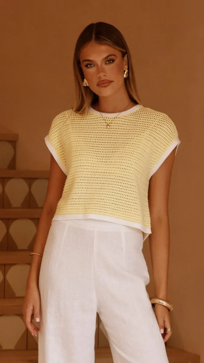 Modern Comforted Shoreline Crochet Top - Yellow