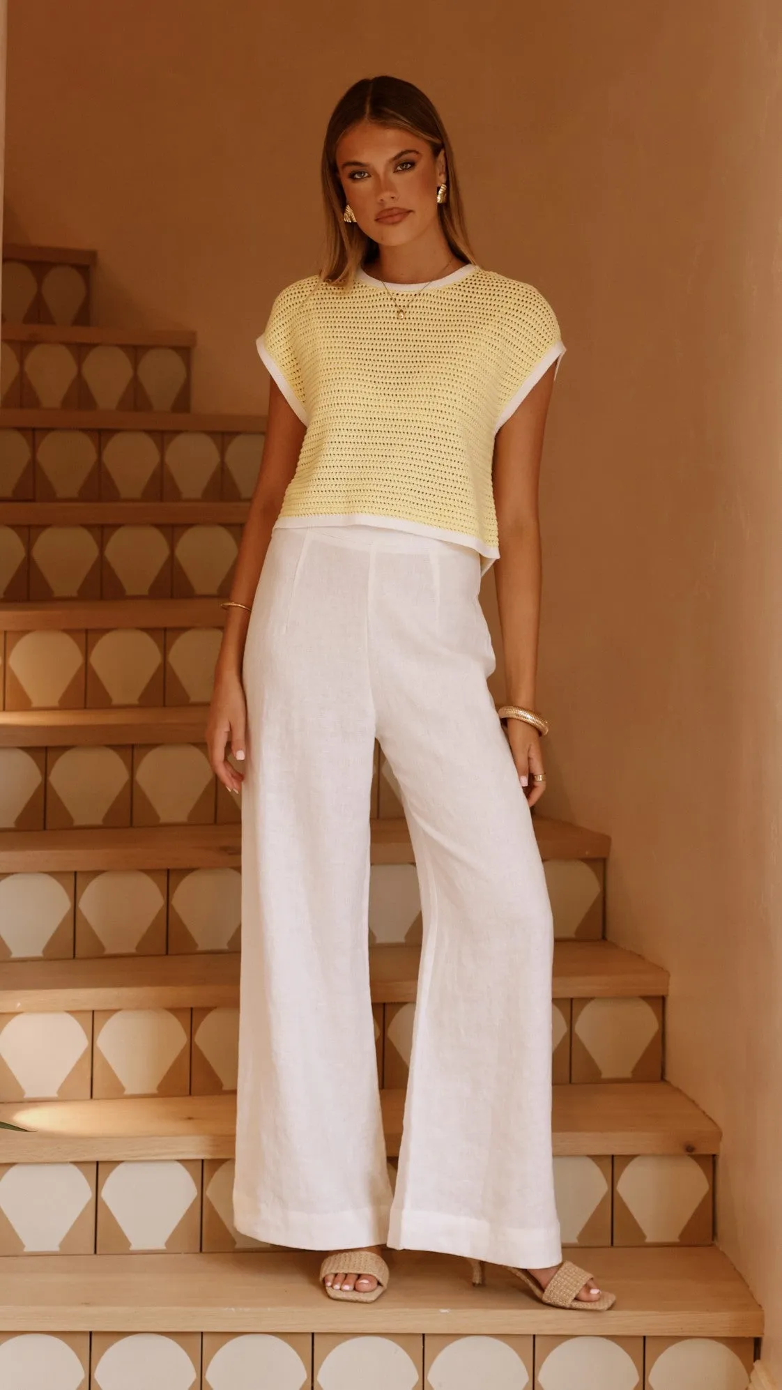 Interlock Weave Shoreline Crochet Top - Yellow