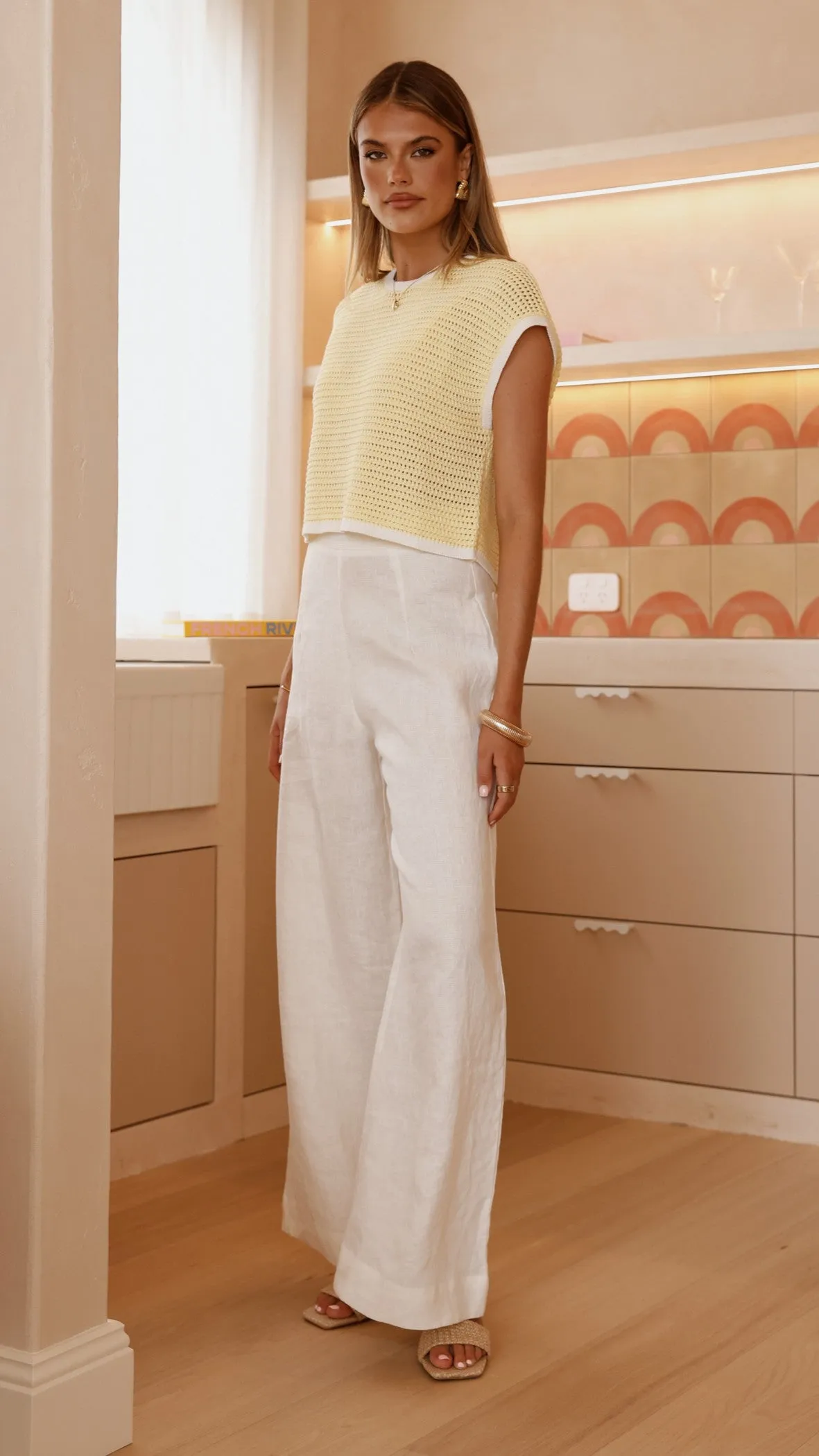 Daily Layered Chill Weather Shoreline Crochet Top - Yellow