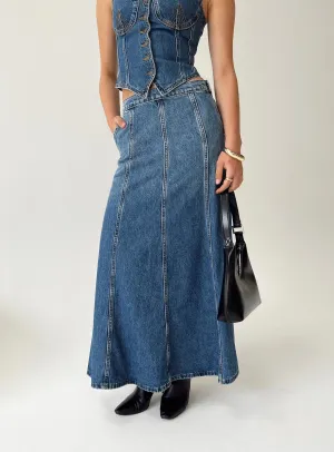 Wyoming Midi Skirt Blue Denim Blogger Favorite