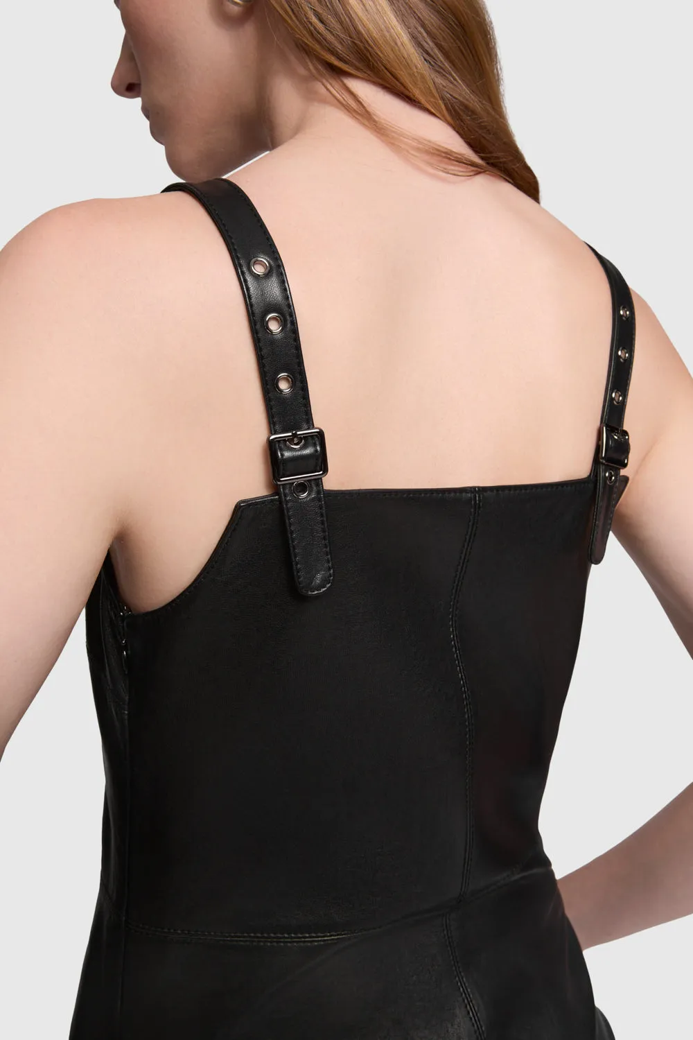 Lounge Base Magnetic-Closure Harper Lamb Leather Dress