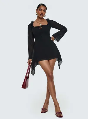 Revival Long Sleeve Mini Dress Black Comfortable fit dress for all body types Smart Waist Design