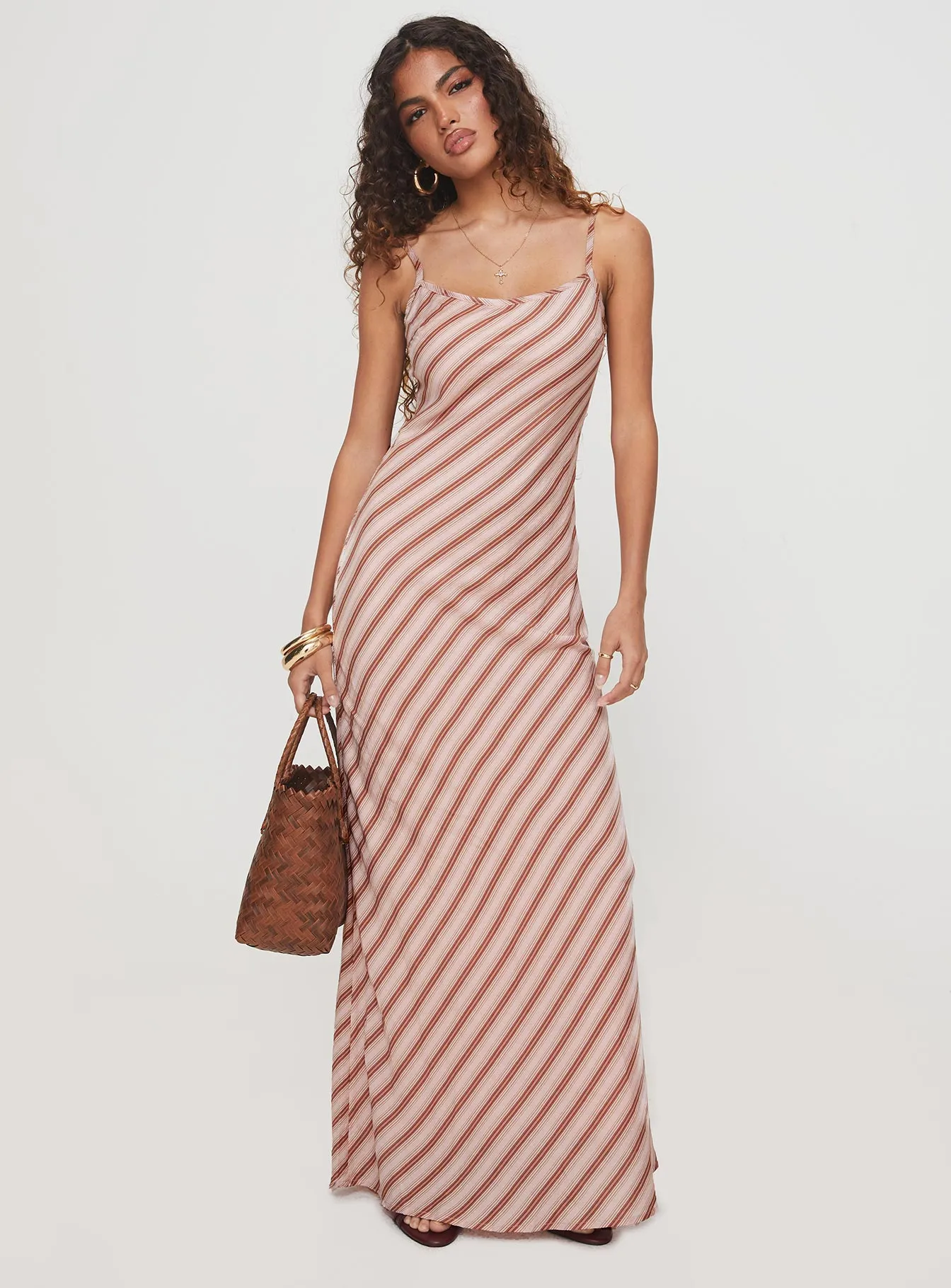 Rianne Maxi Dress Pink Stripe Semi Casual Chic Wear