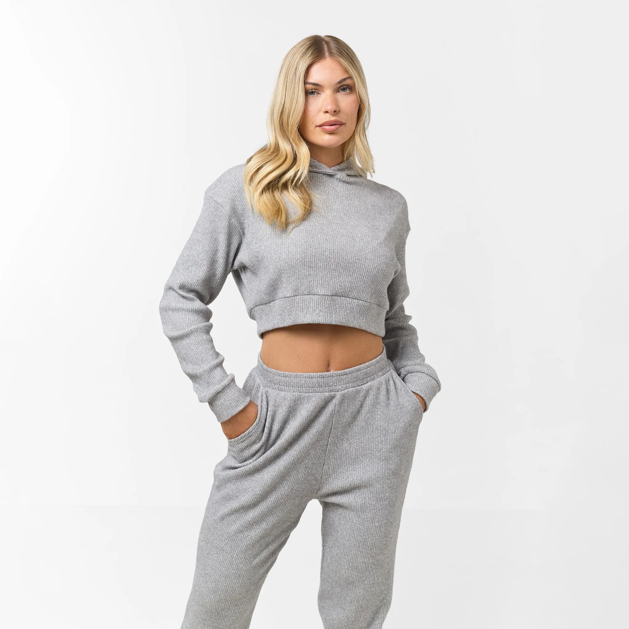 Ribbed Knitted Tracksuit | Grey Marl Gentle Power All Day