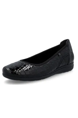 Padded Collar Support Palm Base Rieker Ladies Shoes L9350-01 black punp