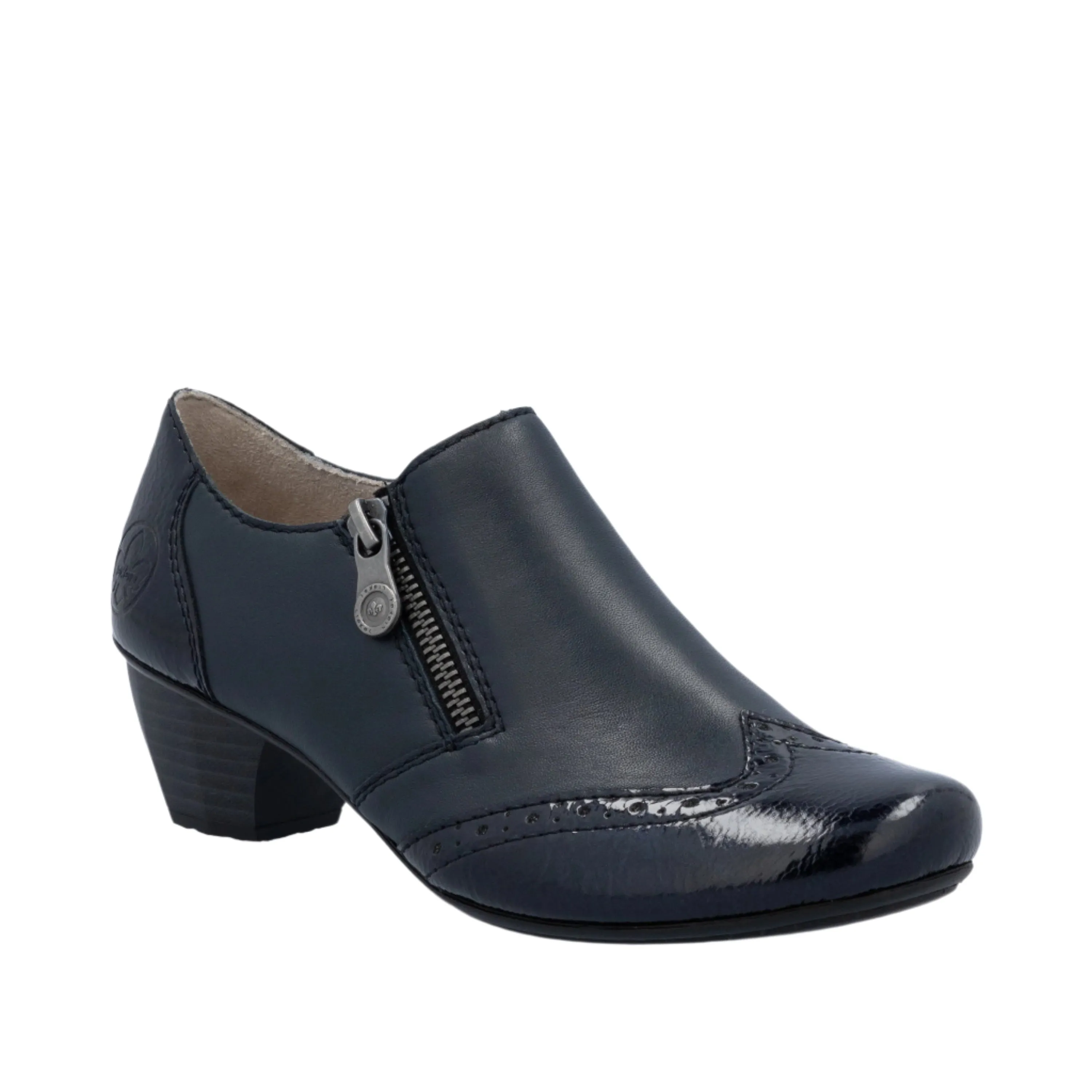 Modern Luxe Leather Heels Rieker Womens Shoe 41757-15 Blue