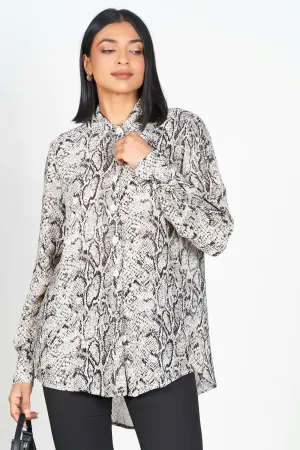 Low Profile Silhouette Python Print Relaxed Shirt