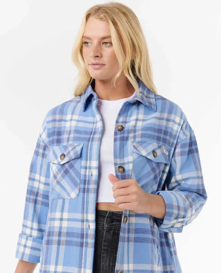 Rip Curl Womens Shirt Oceanic Long Sleeve Flannel Classic Comfort Stretch Waist