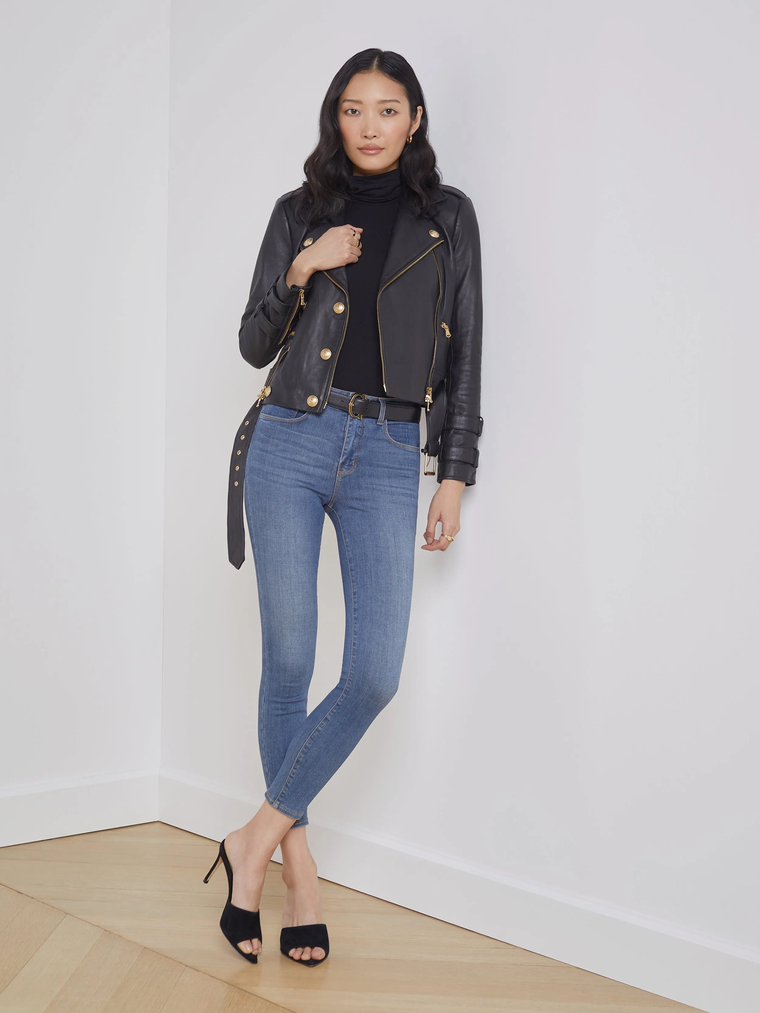 MagneticClosure Billie Belted Leather Jacket
