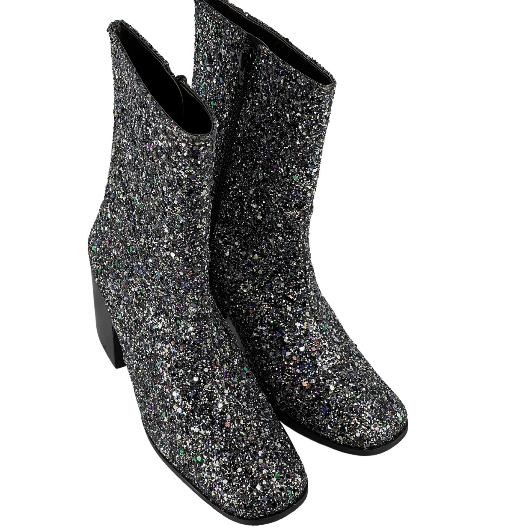 Camping Trip Trendy Footwear 'Menos' vegan mid-calf boot by Zette Shoes - silver glitter