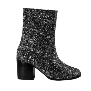 'Menos' vegan mid-calf boot by Zette Shoes - silver glitter Country Soul Padded Interior Night Travel
