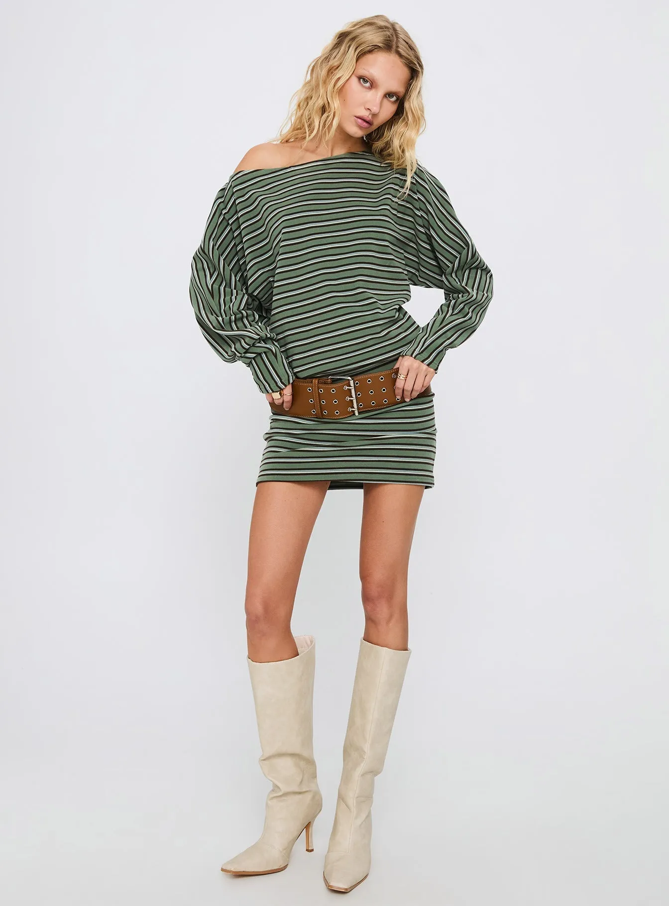 Salley Long Sleeve Mini Dress Stripe Party Perfect