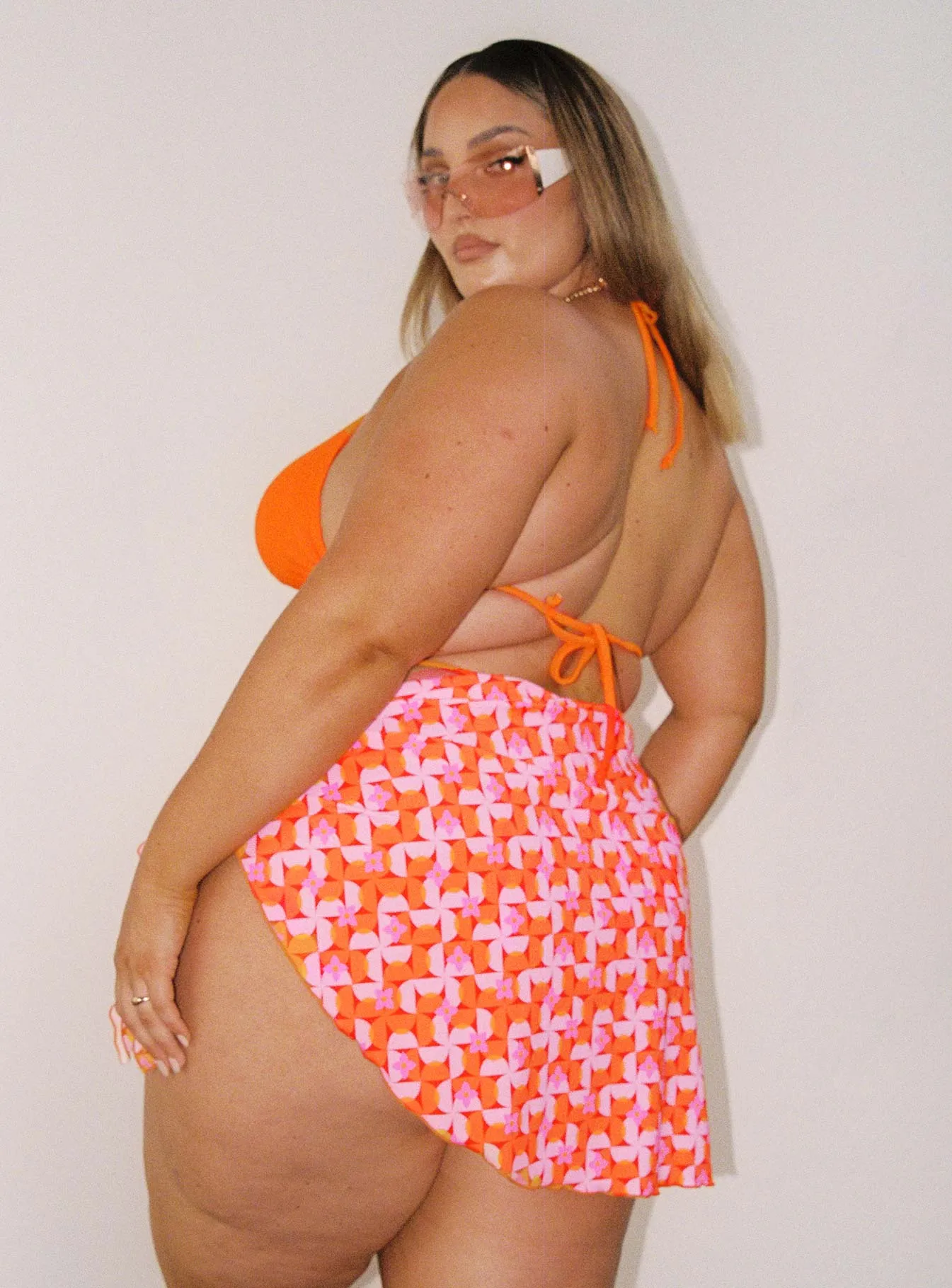 Pool Fashion Sun Protection Wear Paradise Sarong Orange / Pink Curve