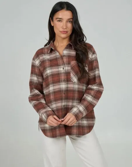 Salty Crew Womens Shirt Shore Break Flannel Textured Surface City Smart Look