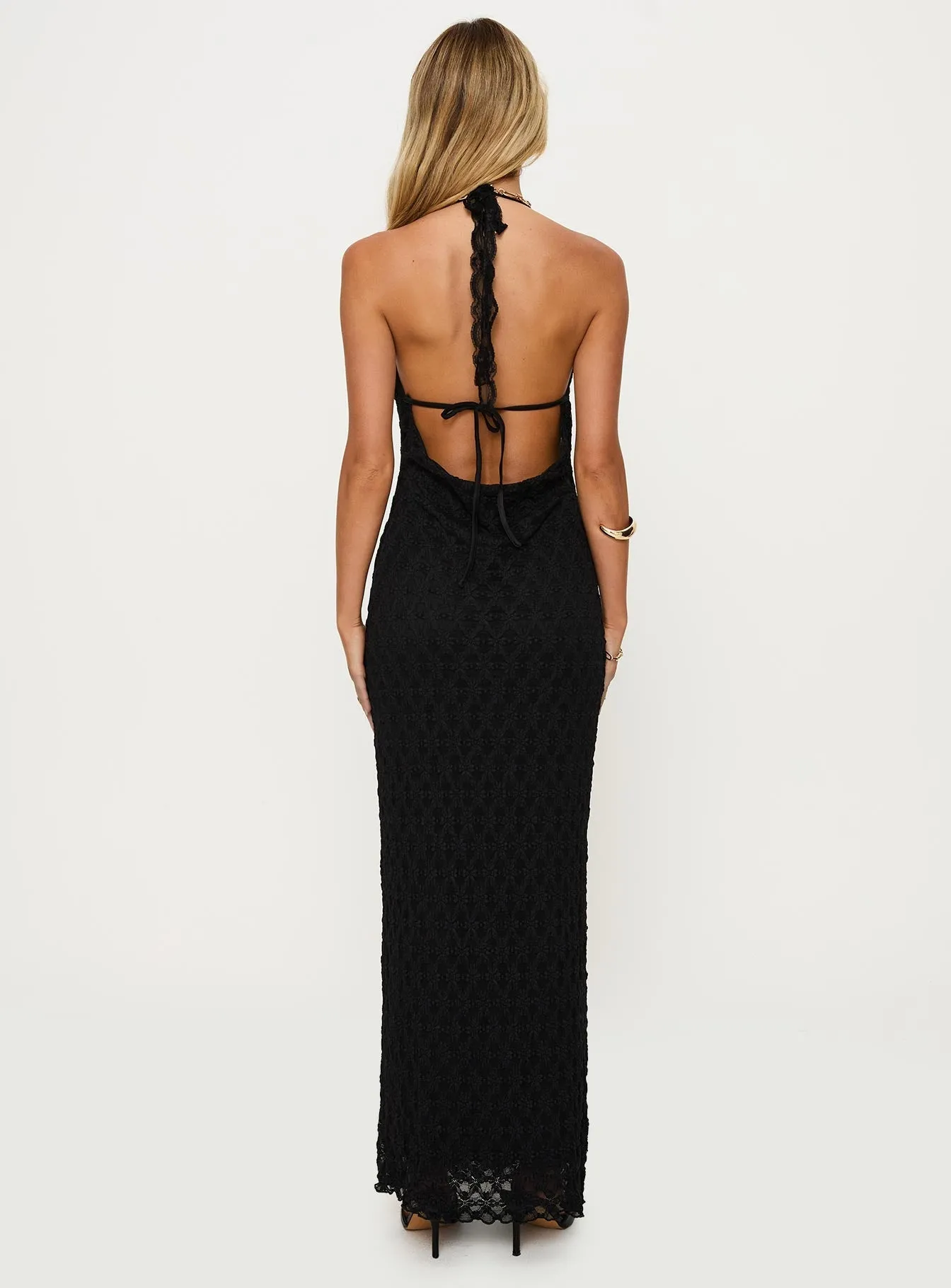 Cozy Comfort San Lorenzo Crochet Maxi Dress Black