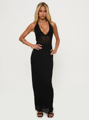 San Lorenzo Crochet Maxi Dress Black Soft color