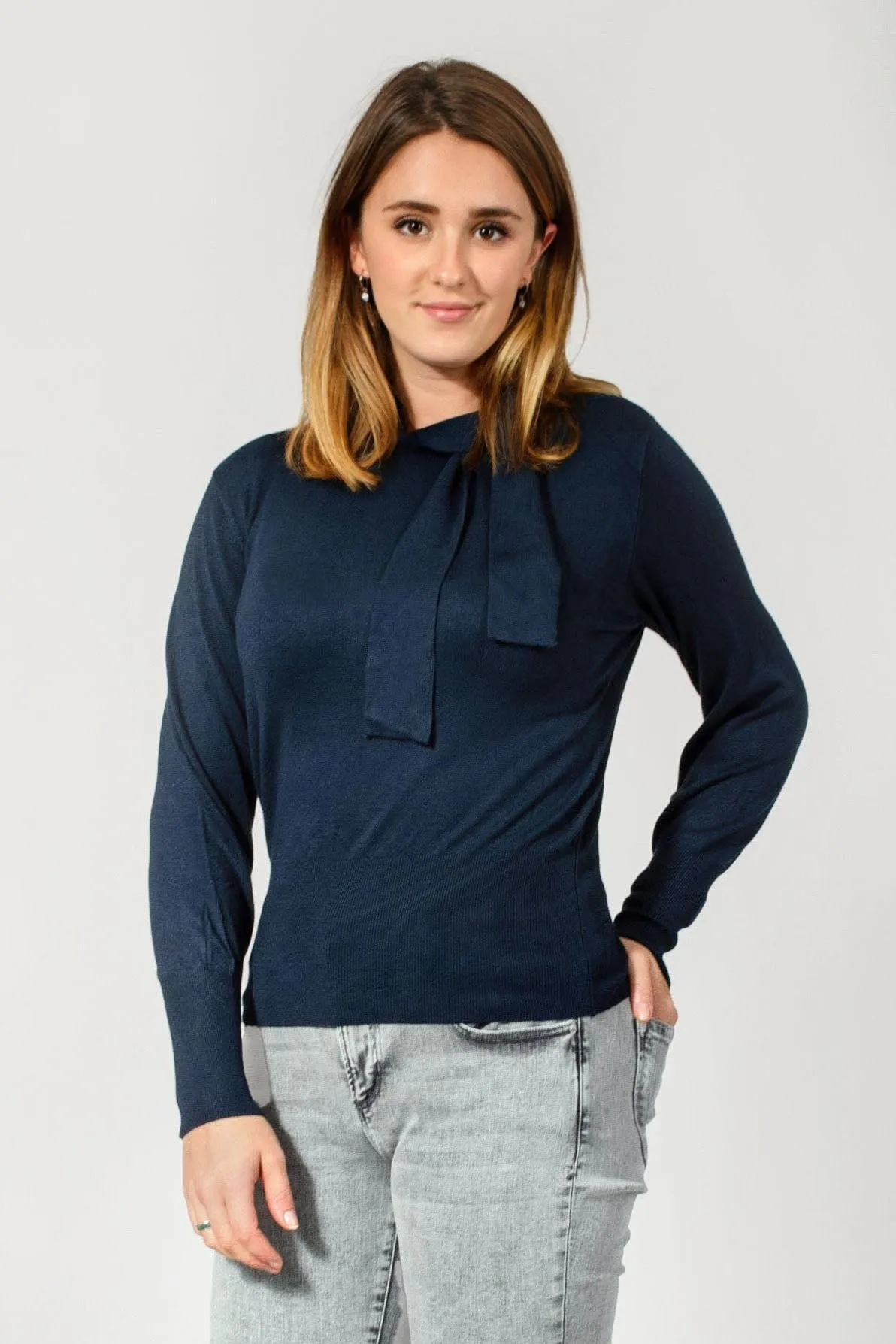 Travel Comforted Sash Neck Fine Knit Jumper