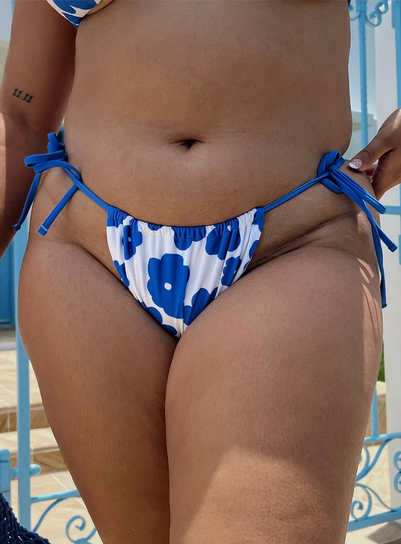 Secure-fit Sasha Eco Nylon Bikini Bottom Blue Floral Curve