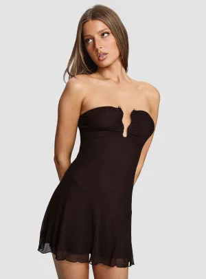 Love To Love Strapless Mini Dress Brown All-Occasion Wear Neutral Layer