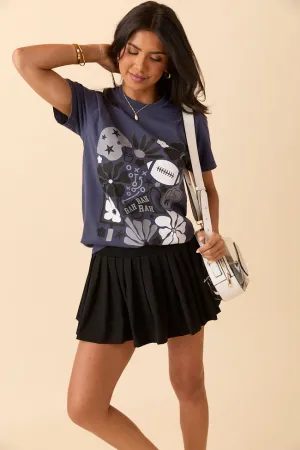 Floral Football Icon Print Navy Graphic Tee SALE Chilly Wear