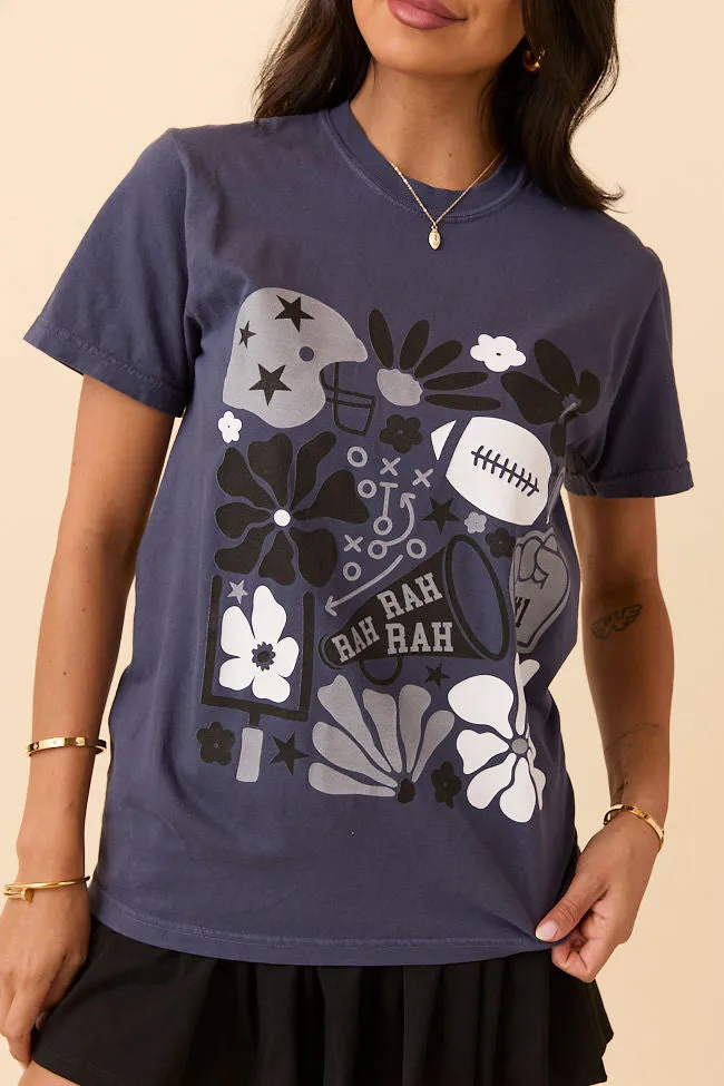 Floral Football Icon Print Navy Graphic Tee SALE teenagers' Trendy
