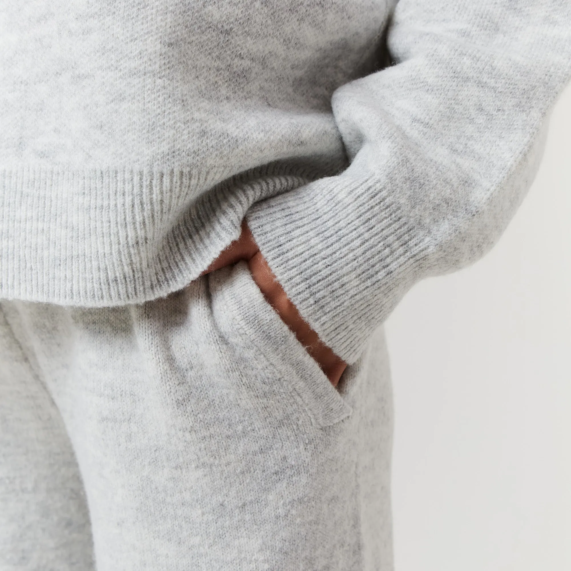 Knit Open Hem Jogger | Light Grey Marl Suede Mood HeavyDuty Zipper