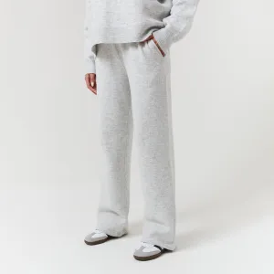 Warm Outerwear Handmade Fit Knit Open Hem Jogger | Light Grey Marl