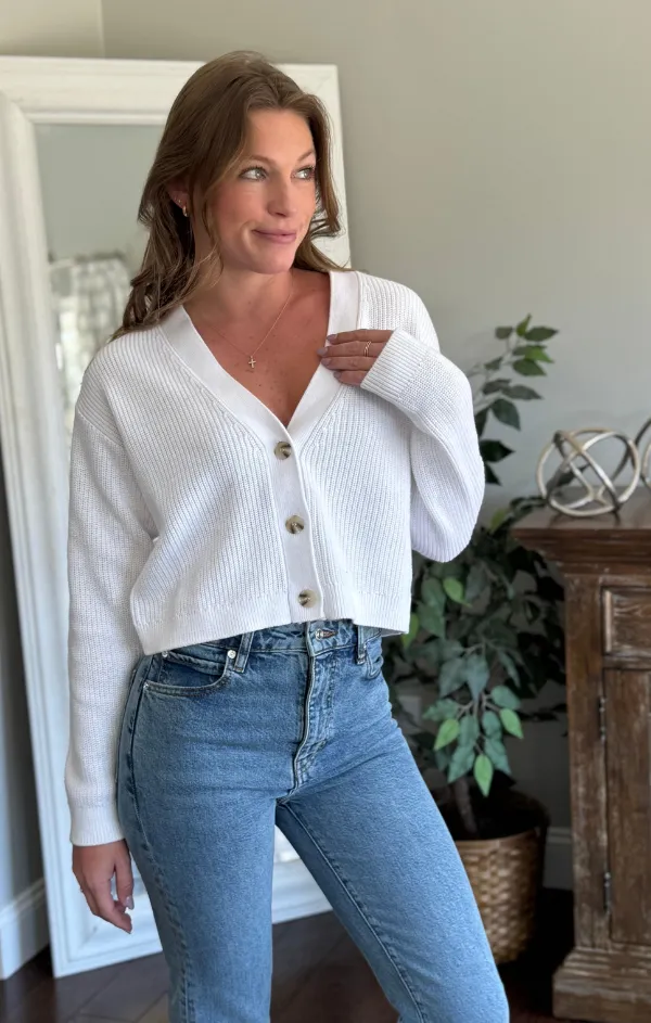 Worn In Charlie Solid Cropped Cardigan