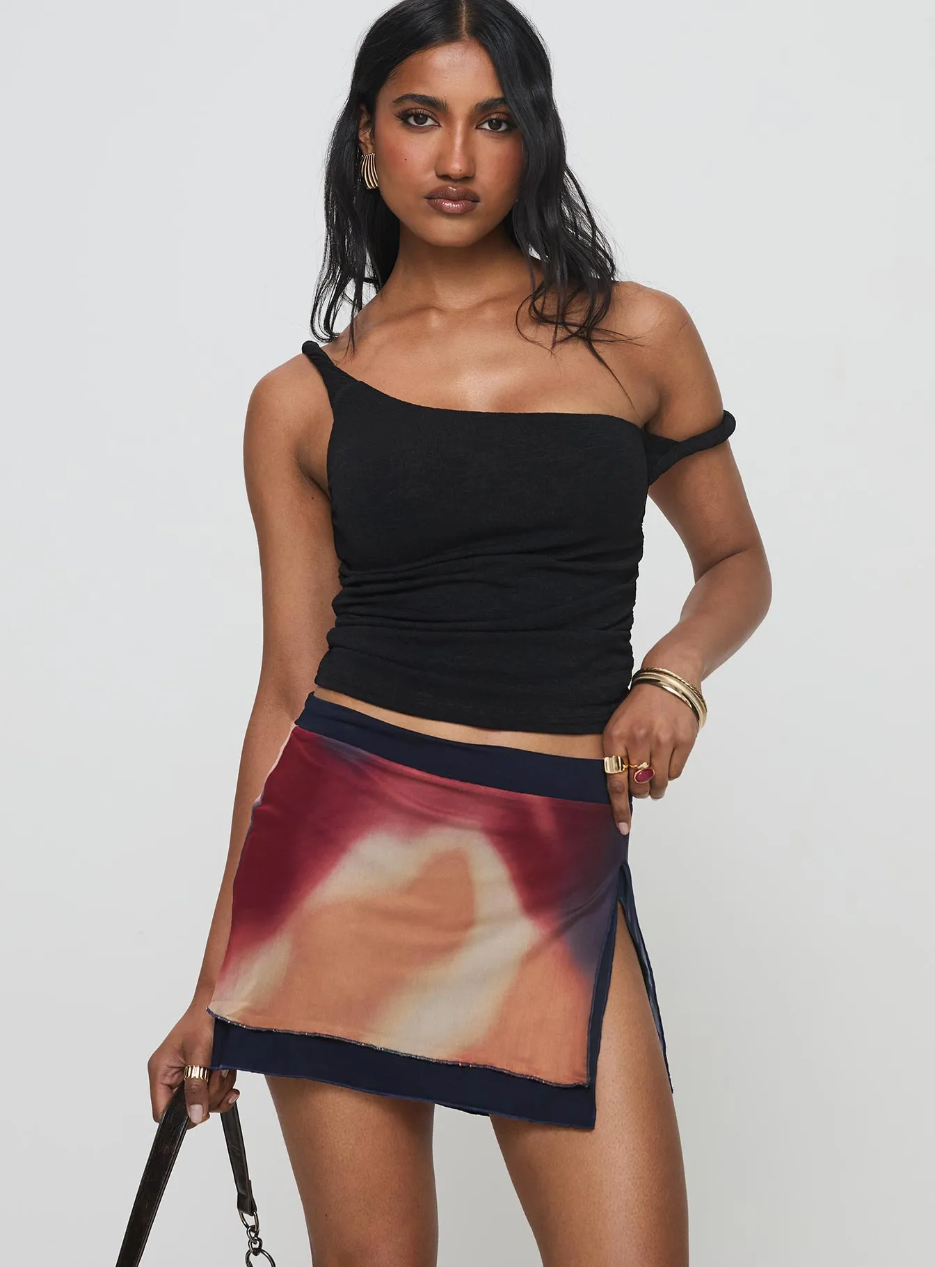 Quatro Mini Skirt Multi Chill Tones