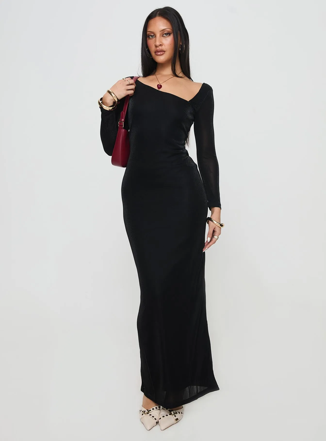 Stylish day dress Sedani Long Sleeve Maxi Dress Black