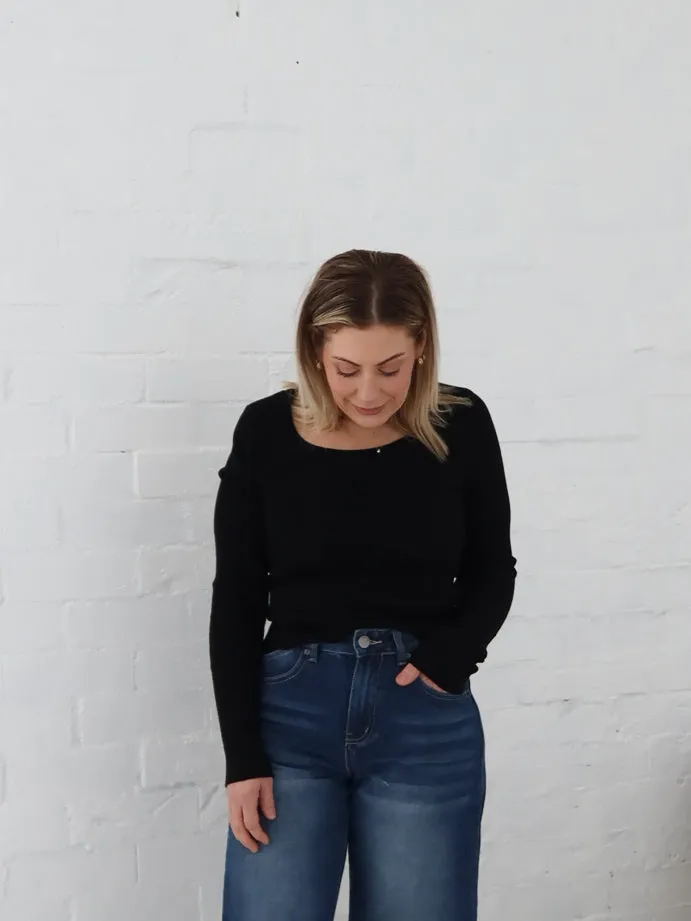 Selma Knit Top - Black Perfect Comfort Wear Bold Statement