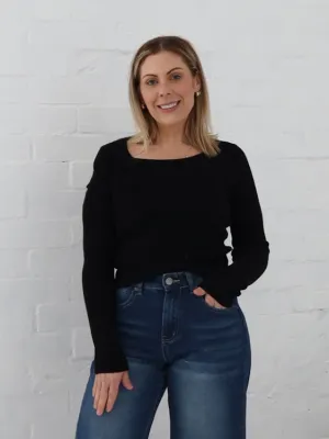 Lightweight Fashion Selma Knit Top - Black