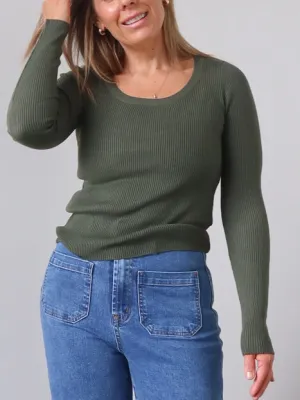 Selma Knit Top - Moss Green Comfy Wear Fit